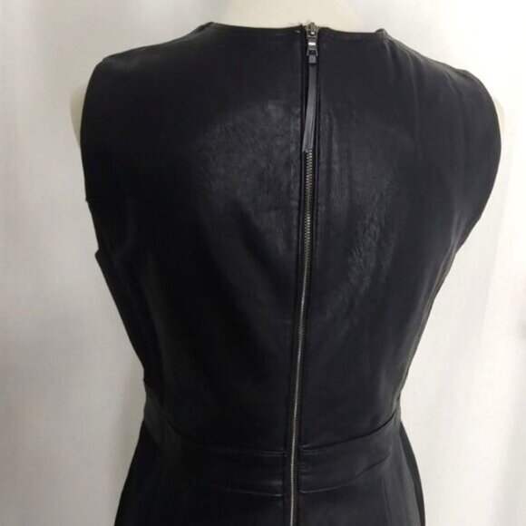 SPANX Black Leather Dress M Like Combo Fitted Delux Sheath Sleeveless 2039 - Picture 13 of 14